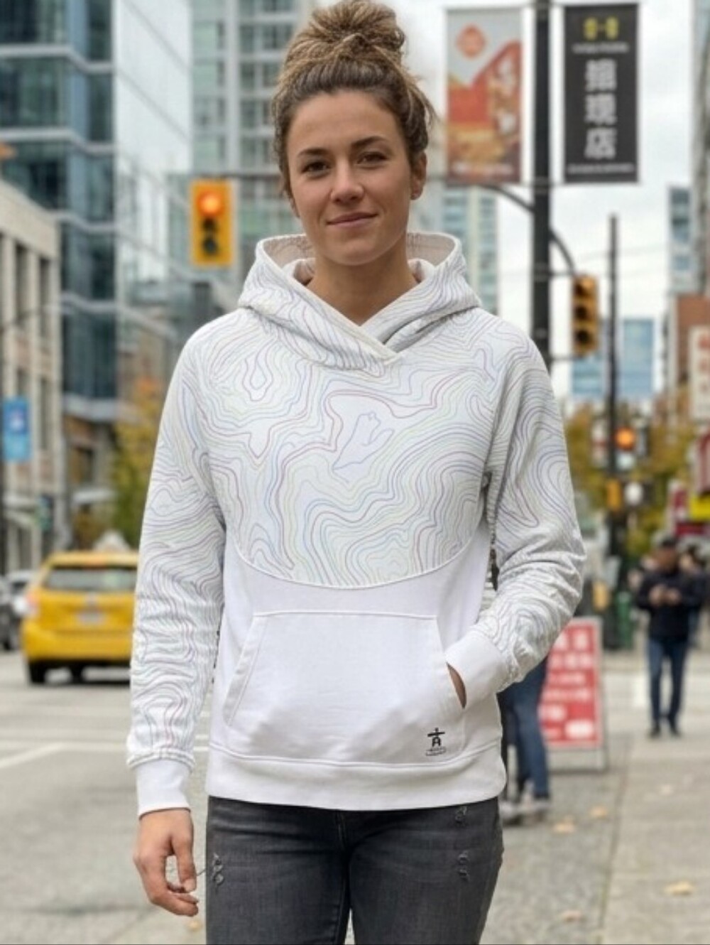 Aritzia x Park Life Olympics White Topographic Map Hoodie Vancouver 2010 Vtg. - Picture 6 of 16